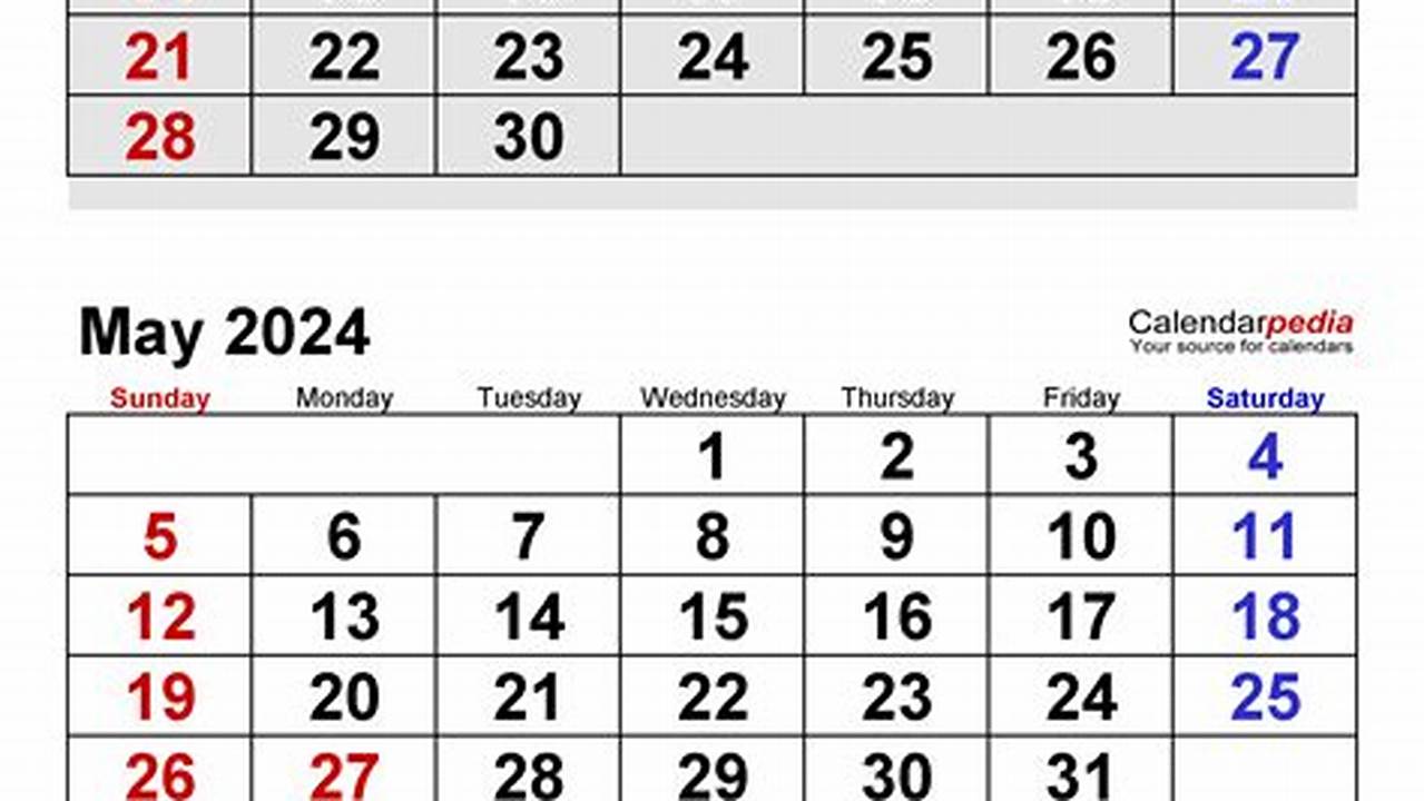 Printable Calendar 2024 April May June