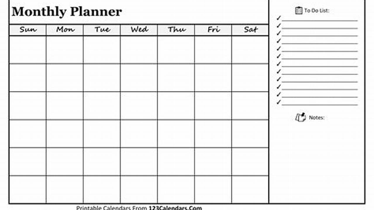 Printable Calendar 2024 Monthly Planner Blank