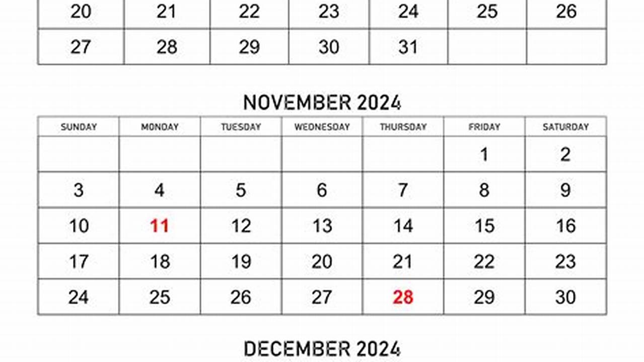 Printable Calendar October November December 2024