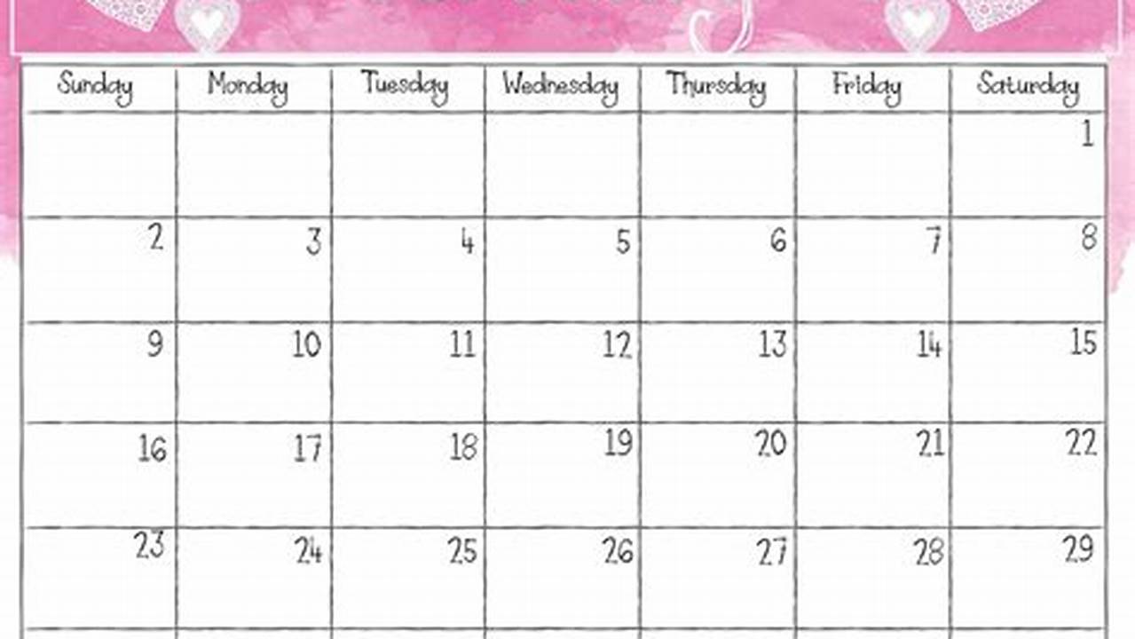 Printable February Calendar