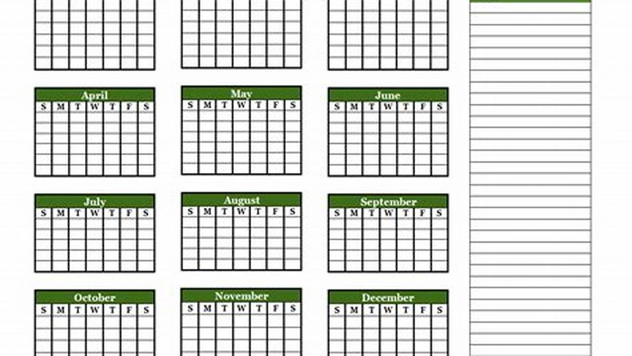 Printable Yearly Calendar With Notes