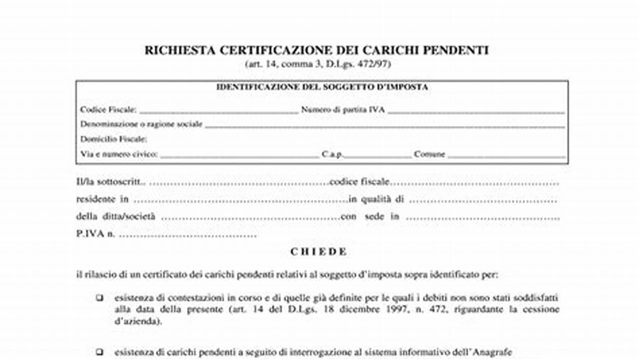 Problemi Comuni Relativi Al Certificato Carichi Pendenti, IT Modello