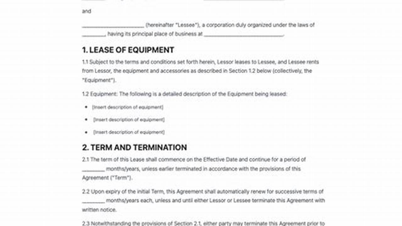 Professional Tools Rental Agreement Template