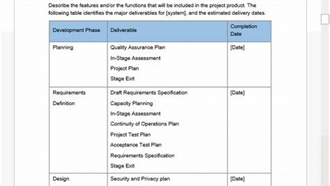 Project Plan In Microsoft Word