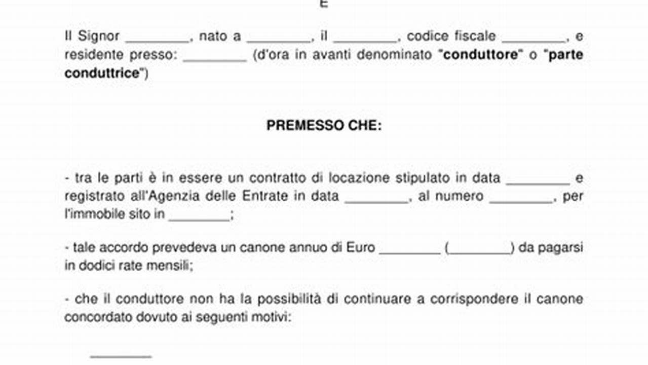 Quali Sono I Requisiti Per Ottenere La Riduzione Del Canone Di Locazione?, IT Modello