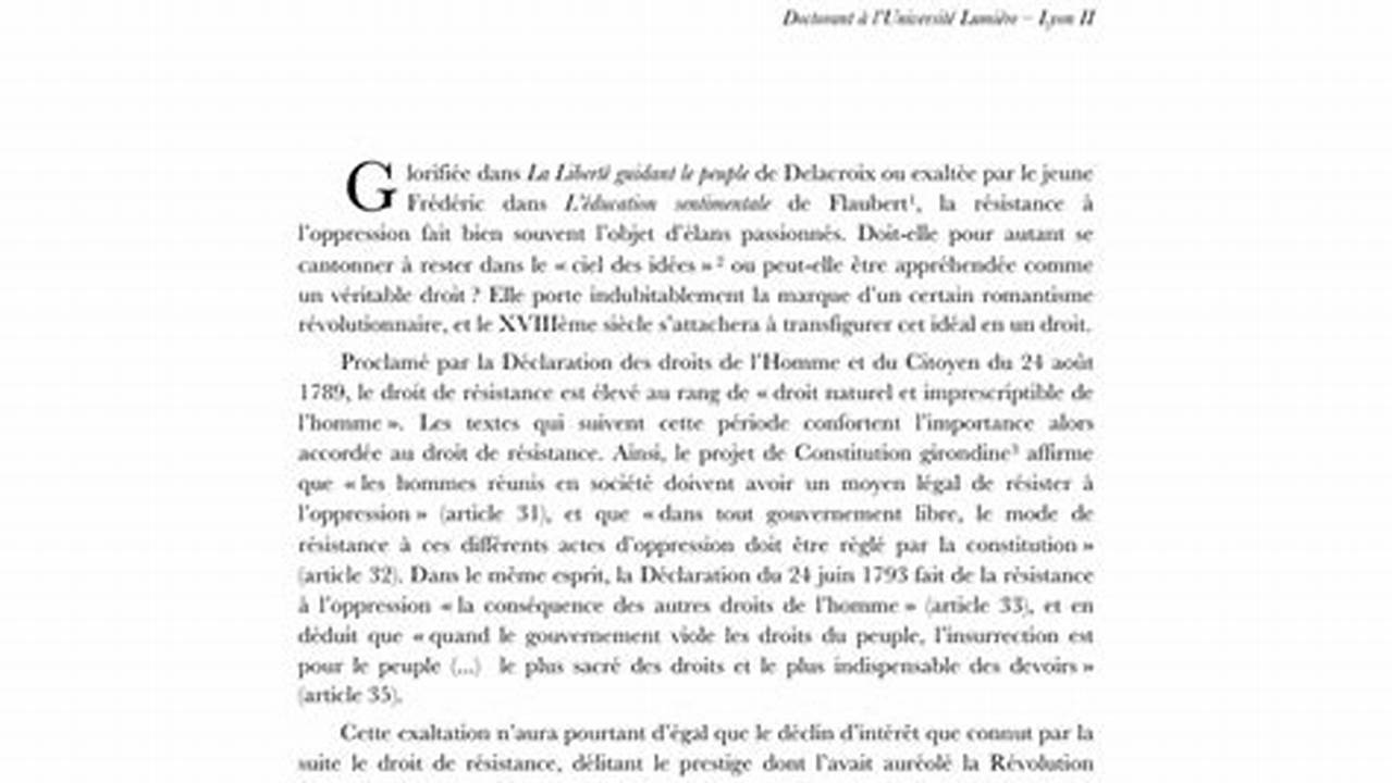 Résistance à L'oppression, Texte