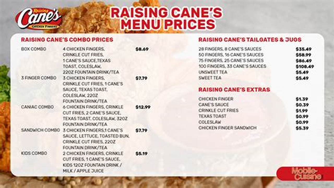 Raising Cane's Prices 2024