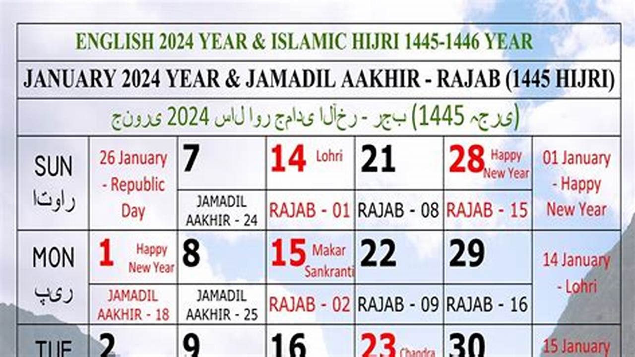 Rajab 2024 Calendar Week