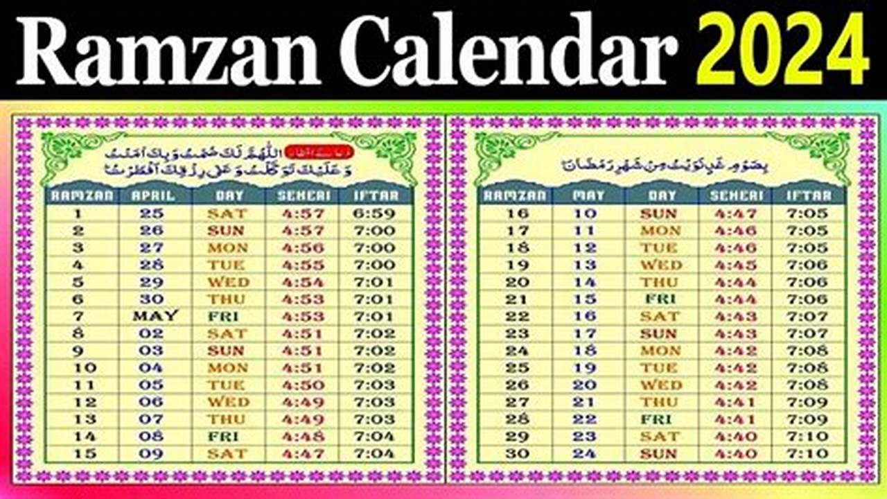 Ramadan 2024 Timetable India
