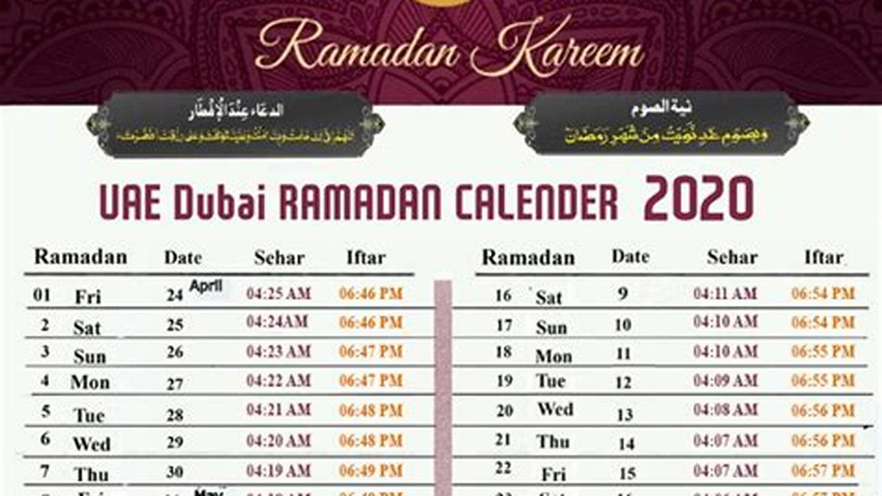 Ramadan 2024 Timing Uae