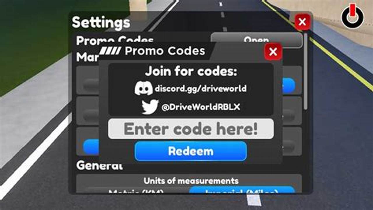 Roblox Drive World Codes 2024