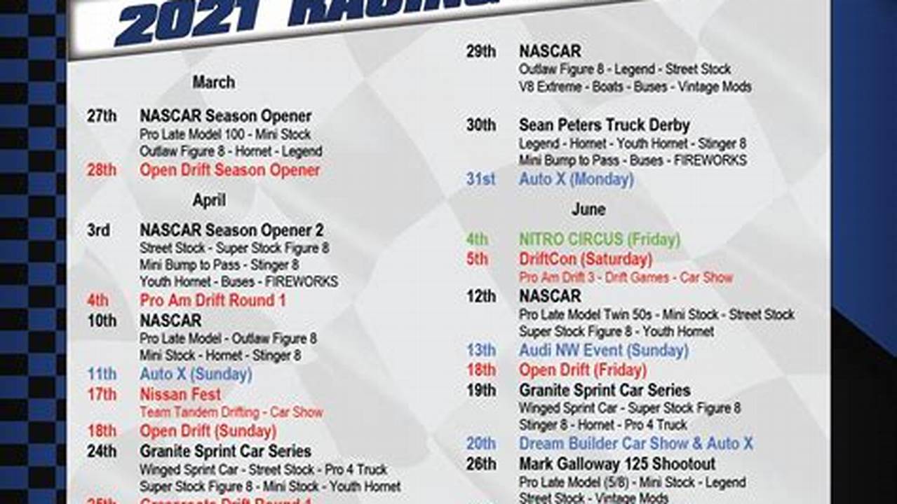 Sacramento Raceway 2024 Schedule Printable