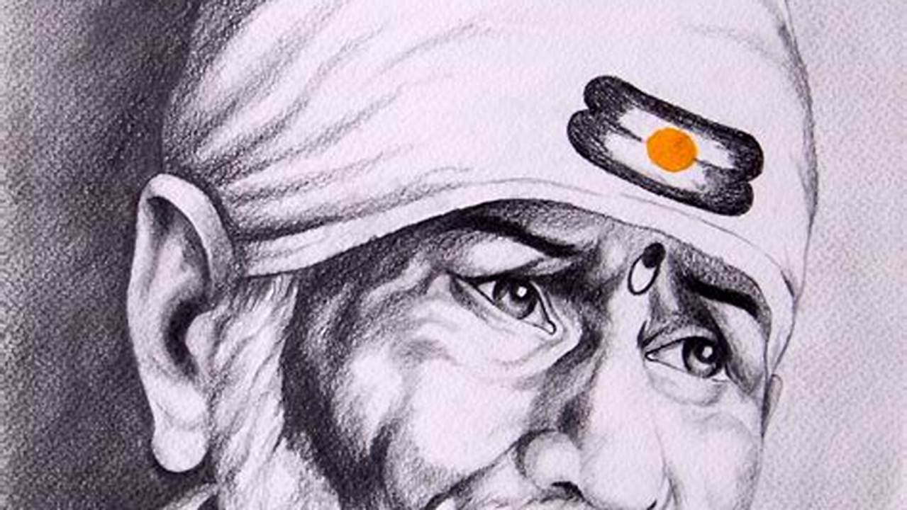 Sai Baba Pencil Sketch: A Divine Representation of Peace and Compassion