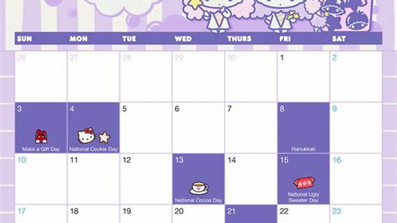Sanrio Calendar November 2024