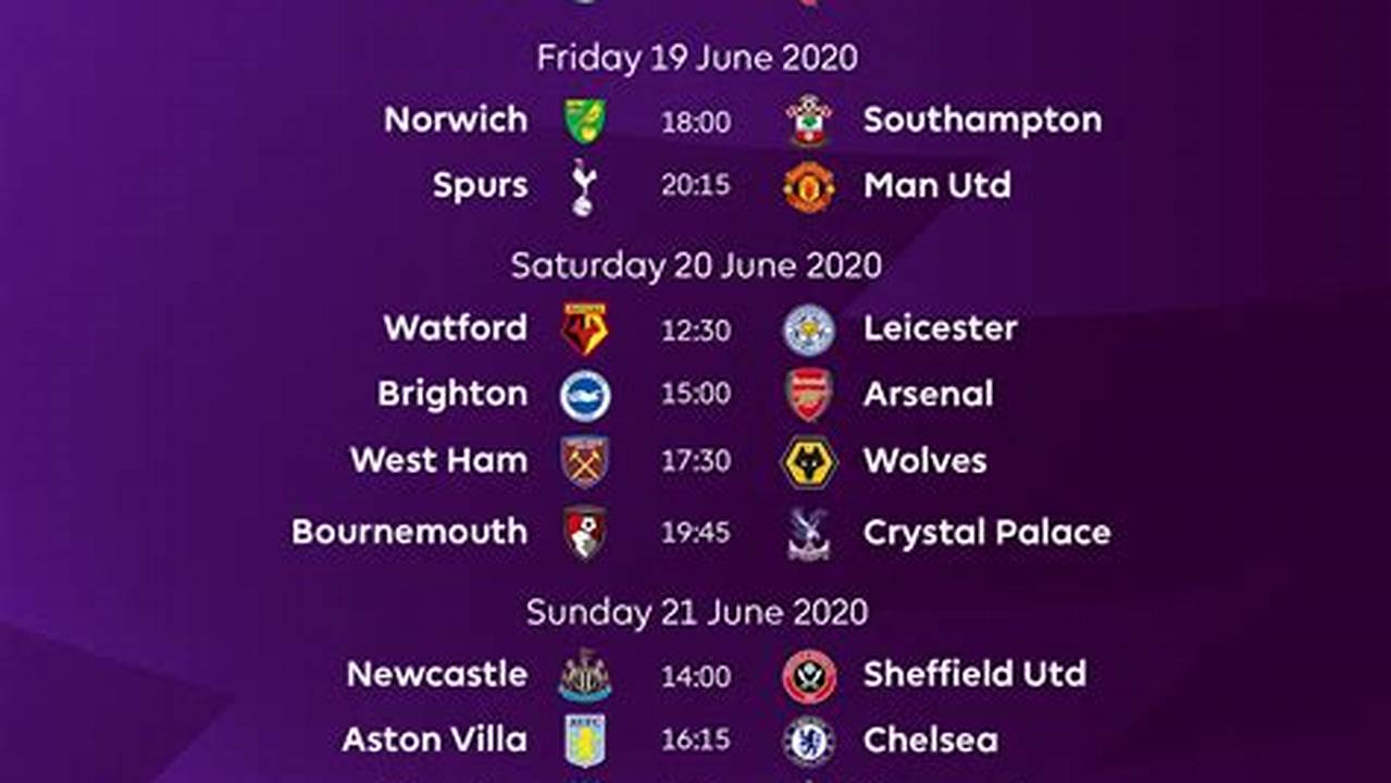 Schedule For Matchday 1 And 2., 2024