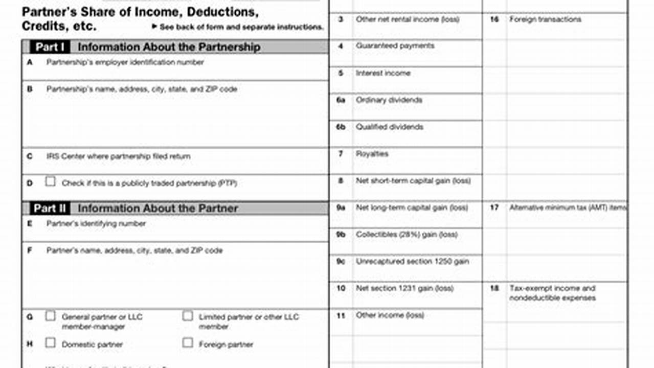 Schedule K-1 2024 Tax Form