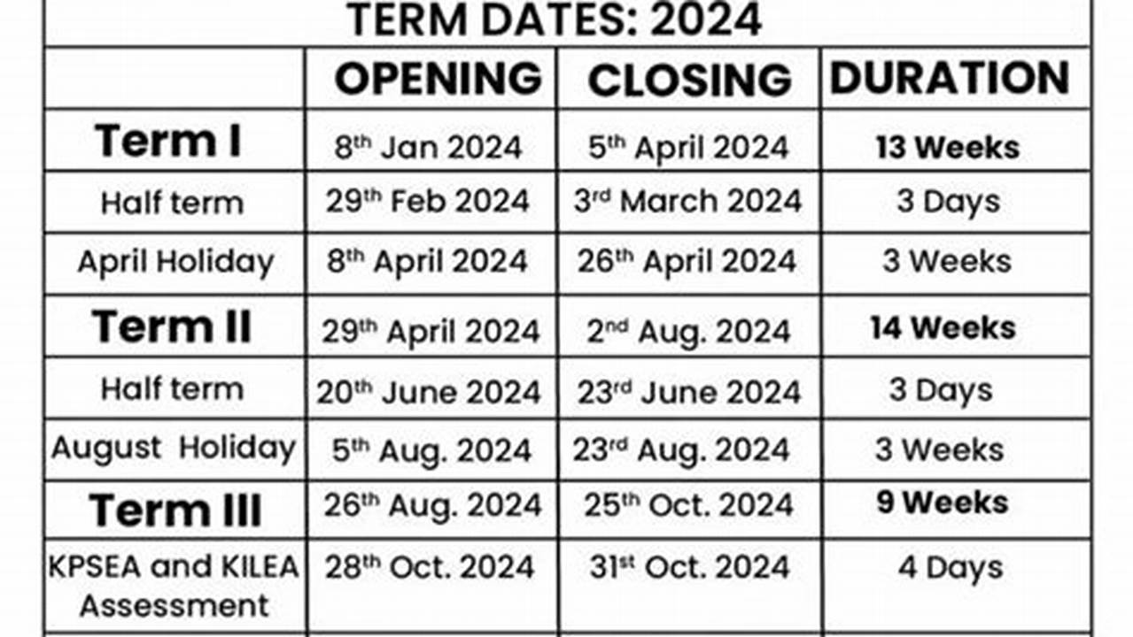 School Calendar 2024 Kenya