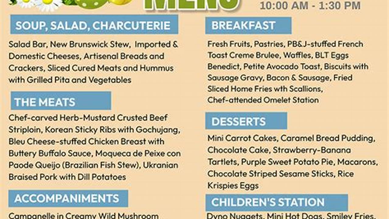 Seaview Stockton 2024 Easter Brunch Menu