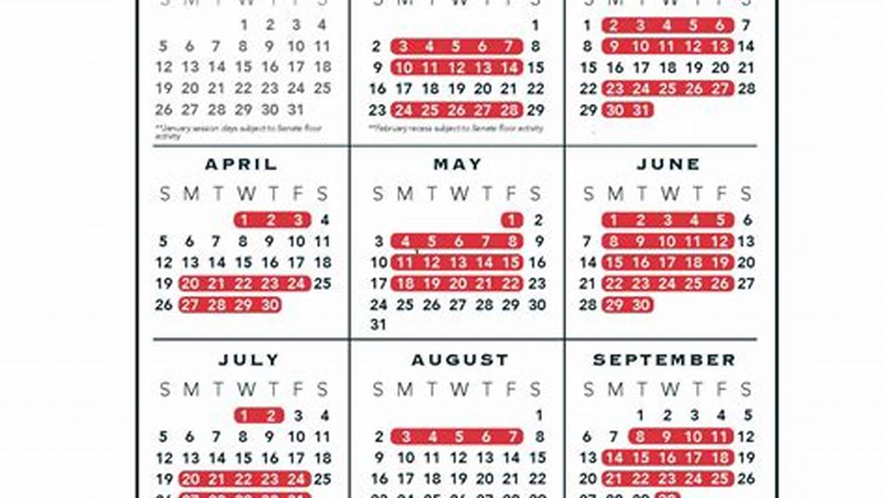 Senate Legislative Calendar 2024