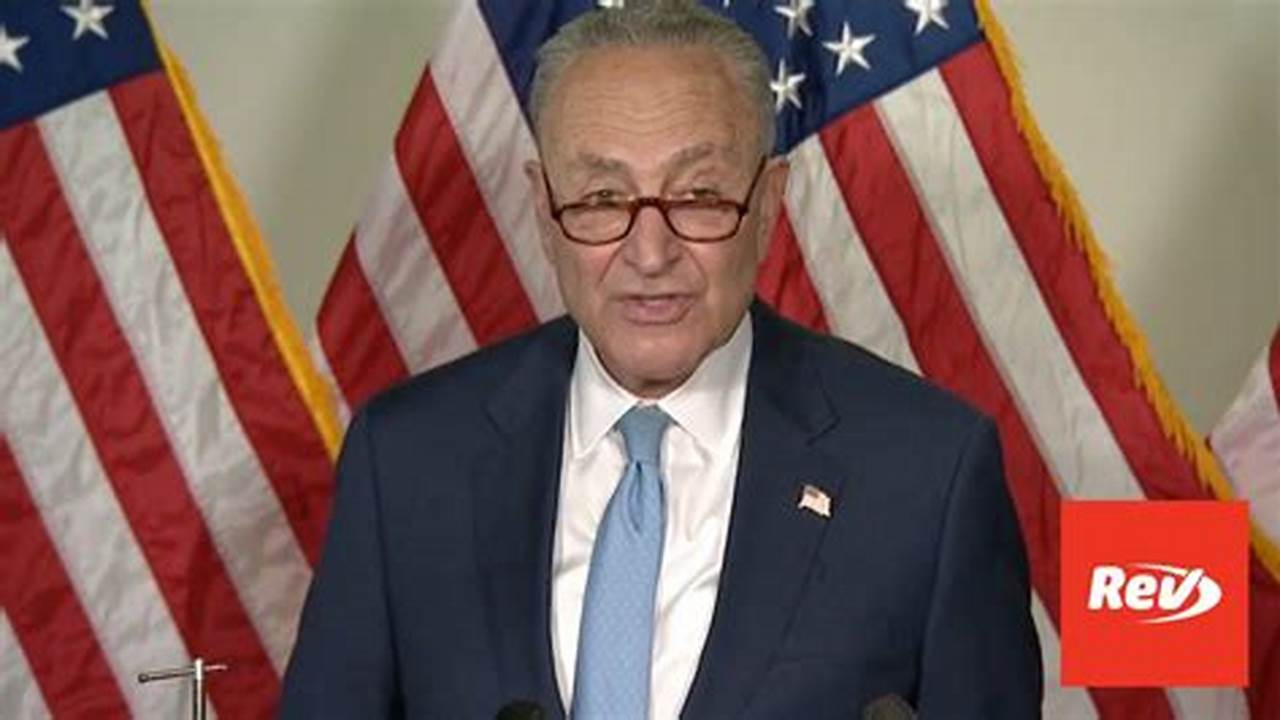 Senate Majority Leader Chuck Schumer Stands During A Press Availability On Capitol Hill On Feb., 2024