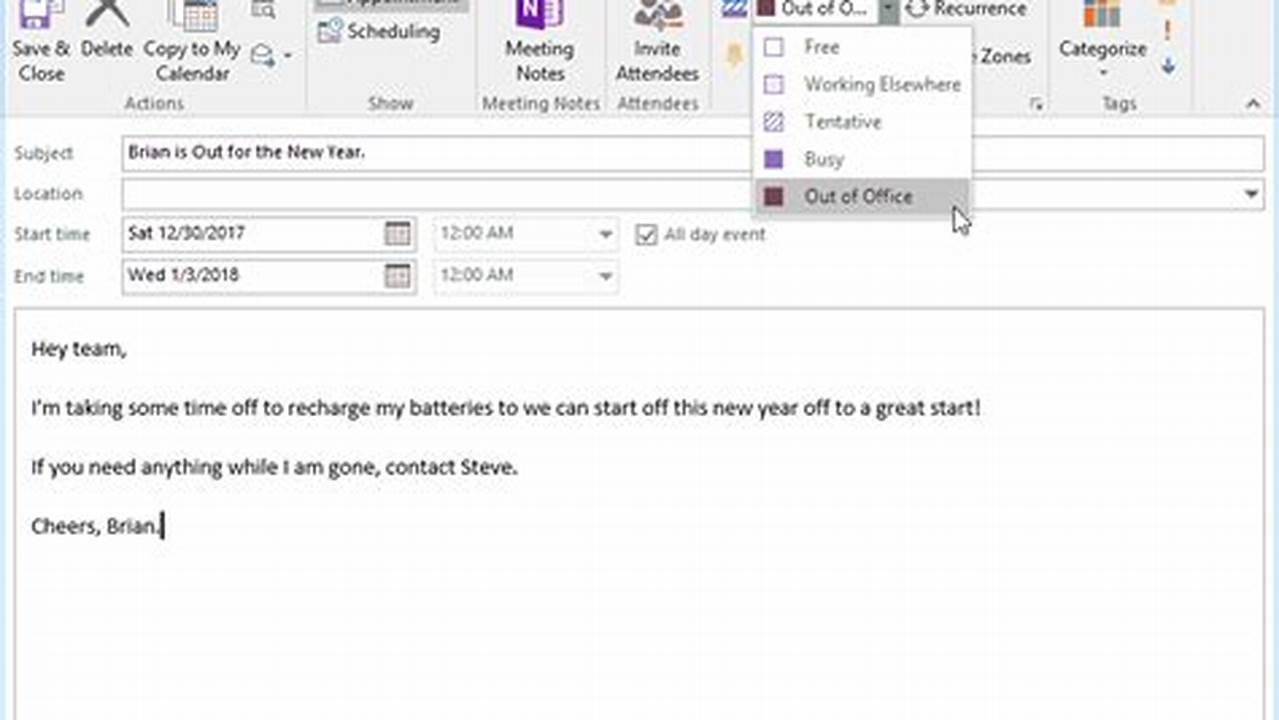 Send Out Of Office Calendar Invite In Outlook