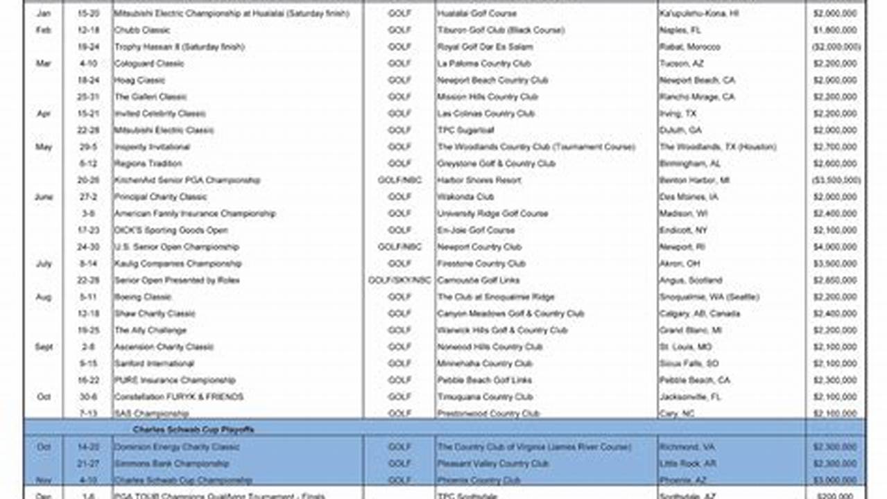 Senior Pga Tour 2024 Schedule Calendar