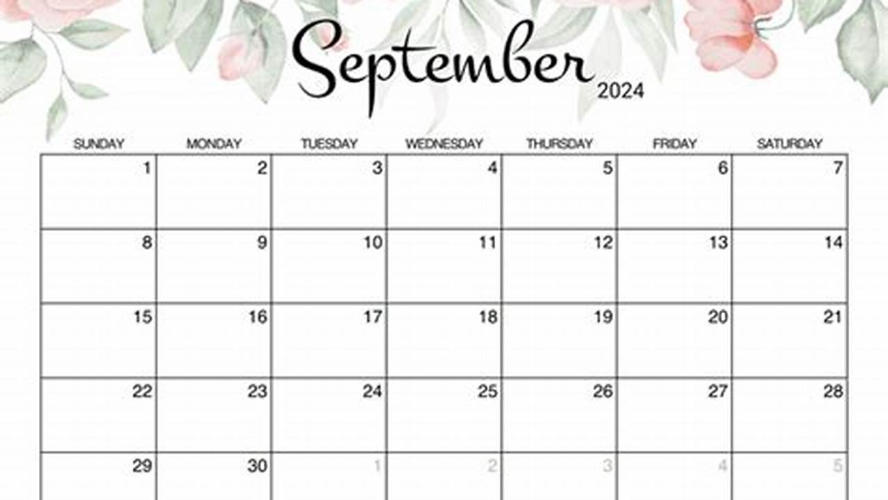 September 2024 Calendar Cute Printable Freelancer