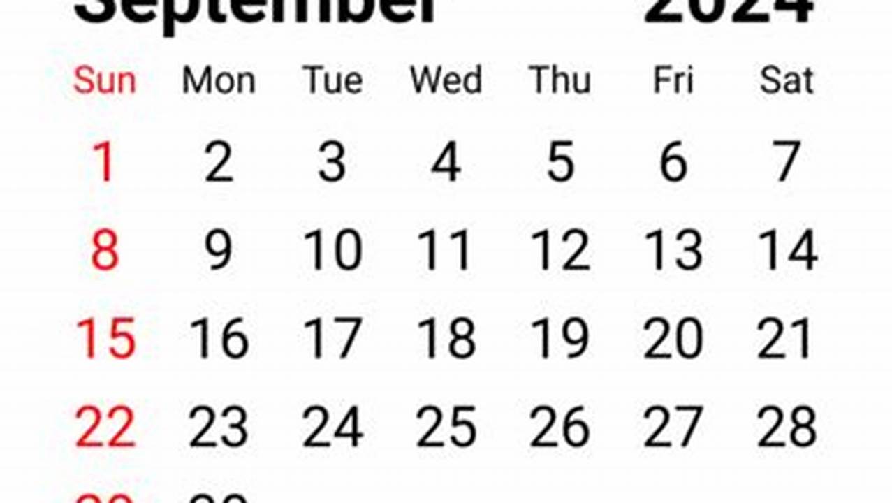 September 2024 Calendar Transparent Background