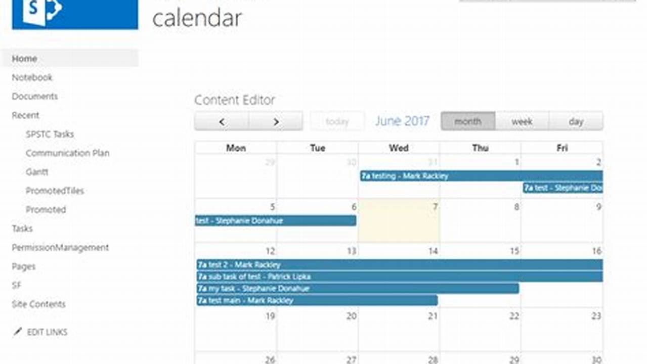 Sharepoint Project Calendar