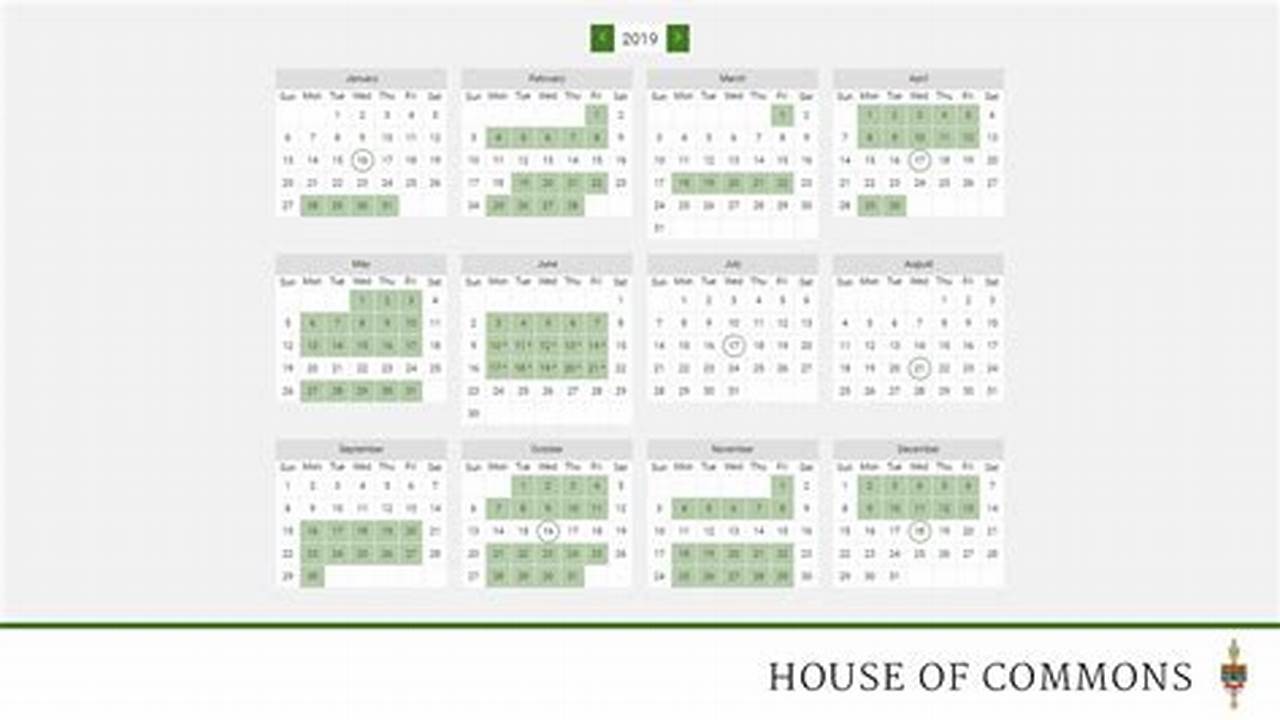 Sitting Calendar House Of Commons