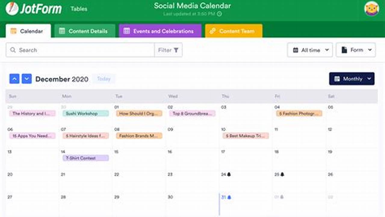 Social Media Calendar Template Notion