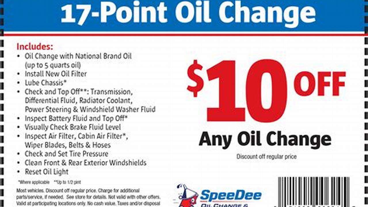 Speedee Oil Change Coupon 2024