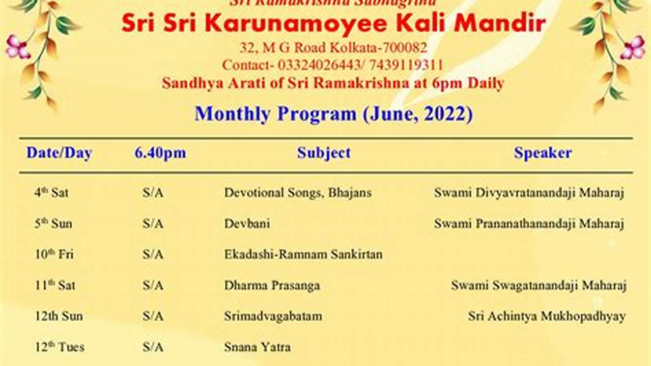 Sri Sri Tour Schedule 2024 Dates