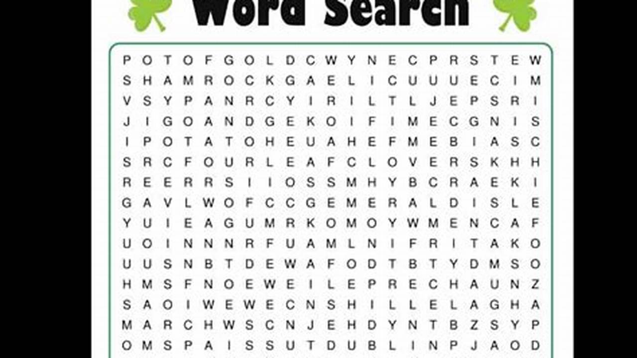 St Patrick&#39;S Day Coloring Pages Word Search