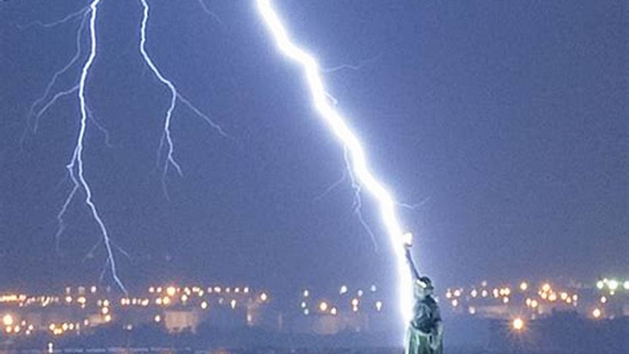 Statue Of Liberty Lightning Strike