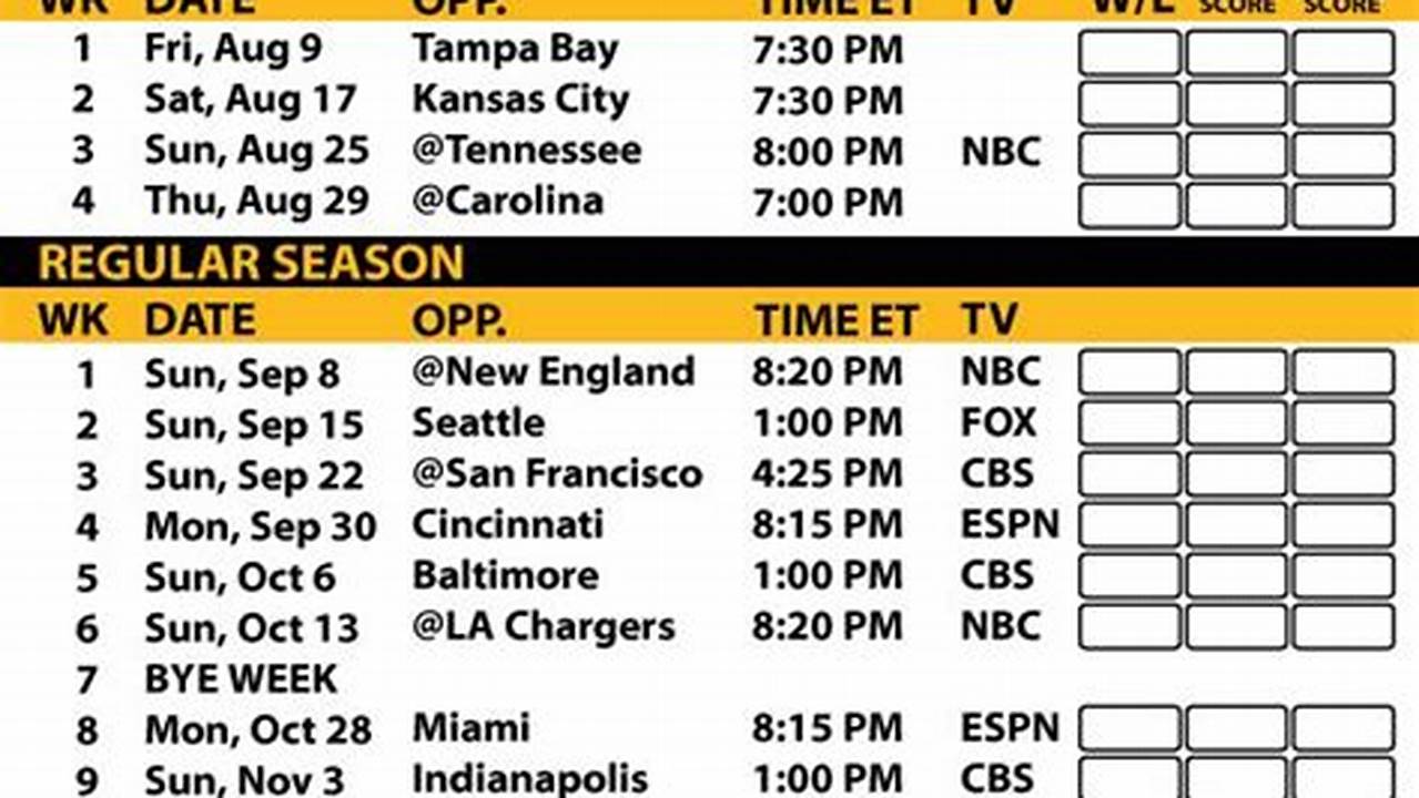 Steelers Football Schedule 2024