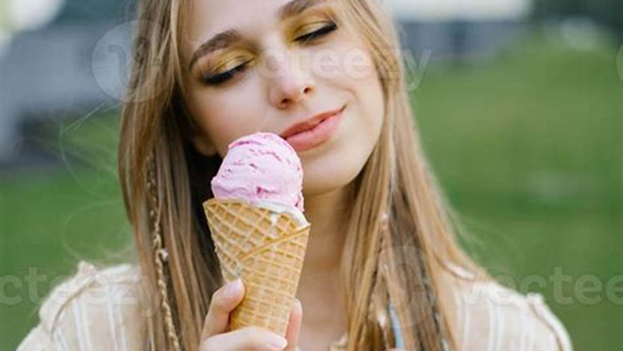 Stock Photo Of A Girl Holding Ice Cream Cones., 2024