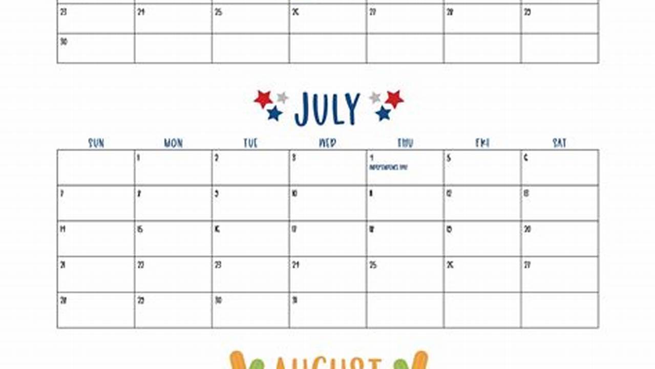 Summer 2024 Blank Calendar Printable Blank