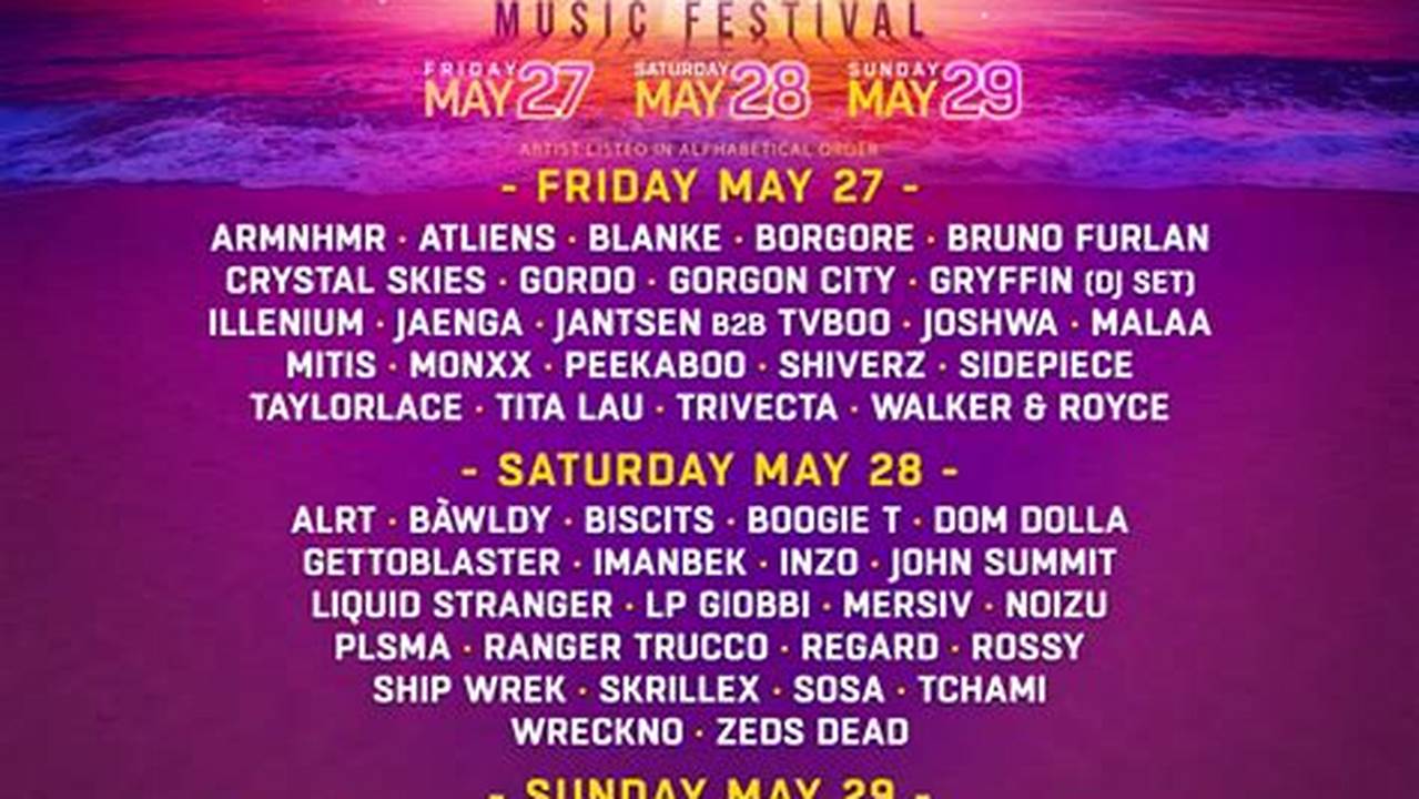 Sunset Music Festival 2024 Lineup