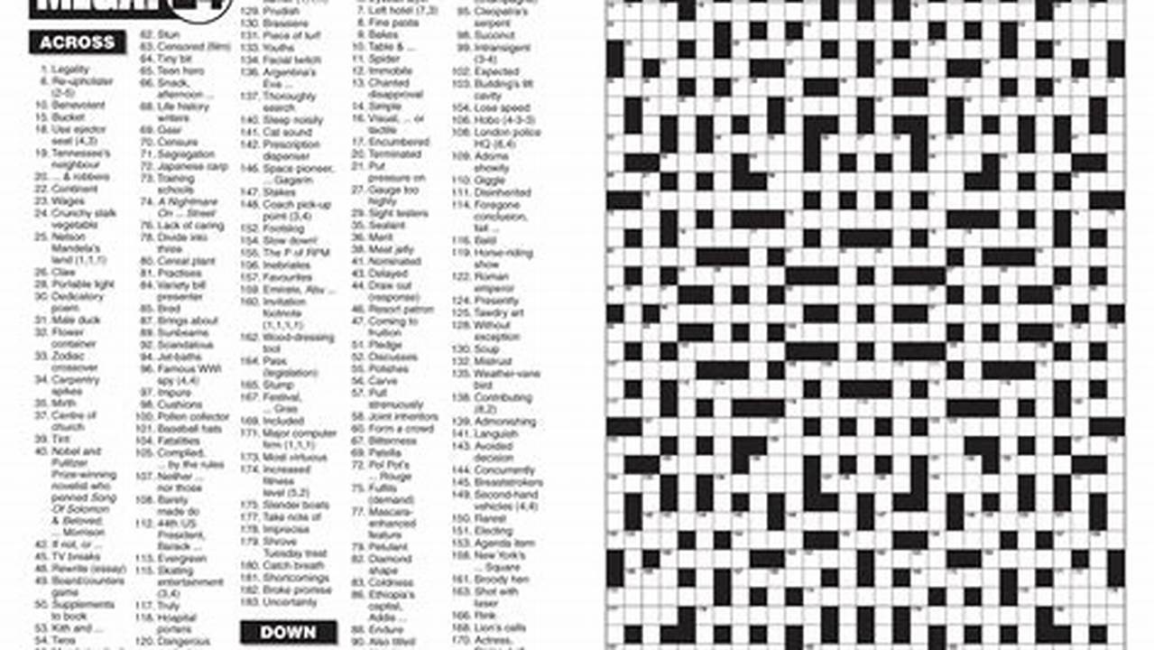 Super Mega Crossword 2024 Answers