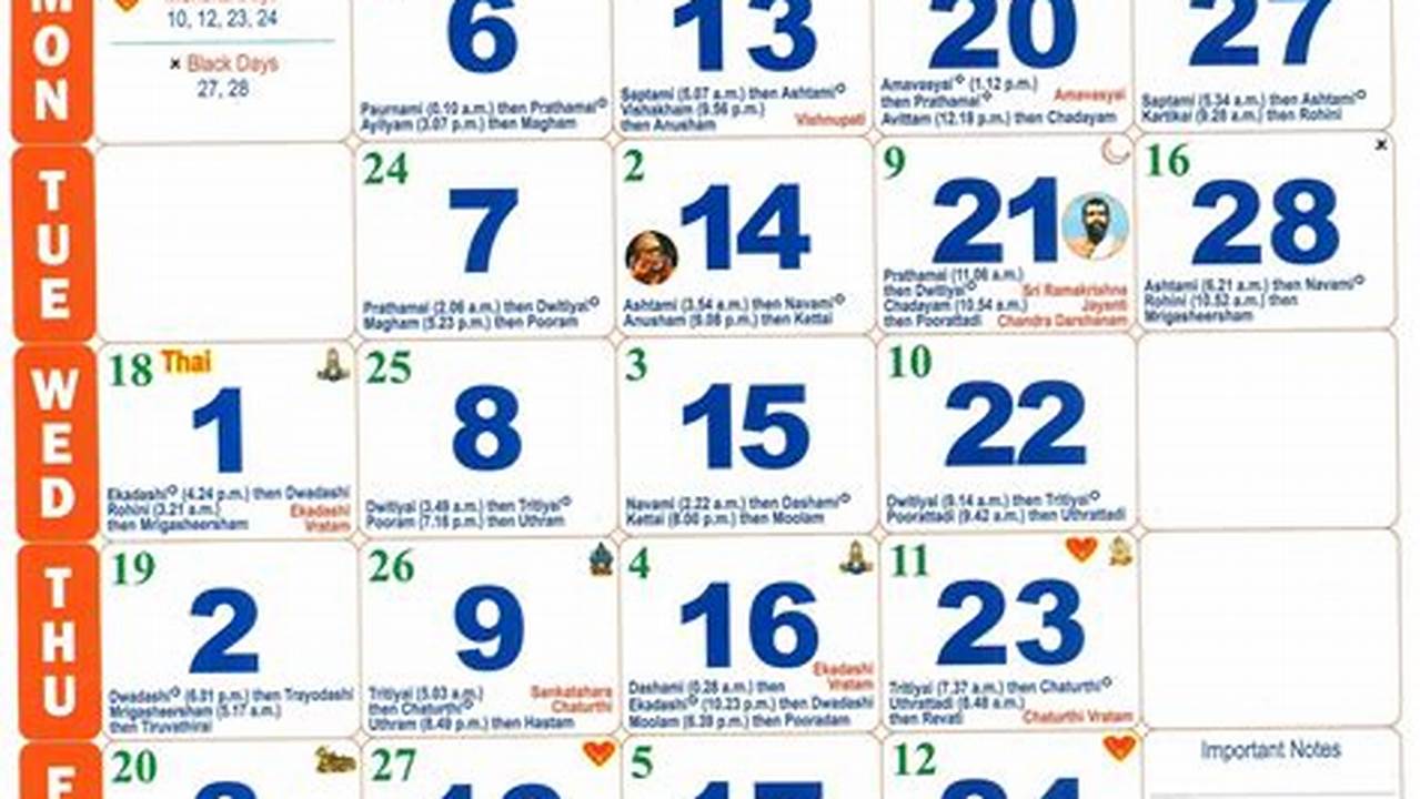 Tamil Calendar February 2024
