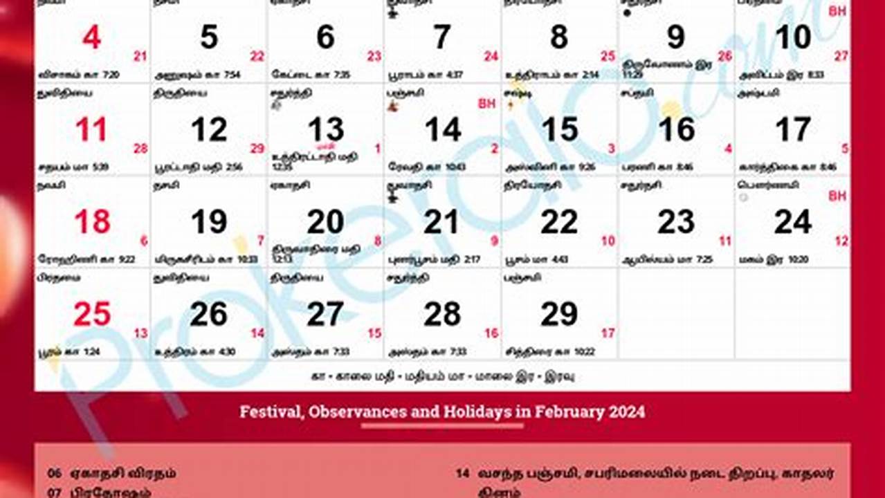 Tamil Daily Calendar 2024 February