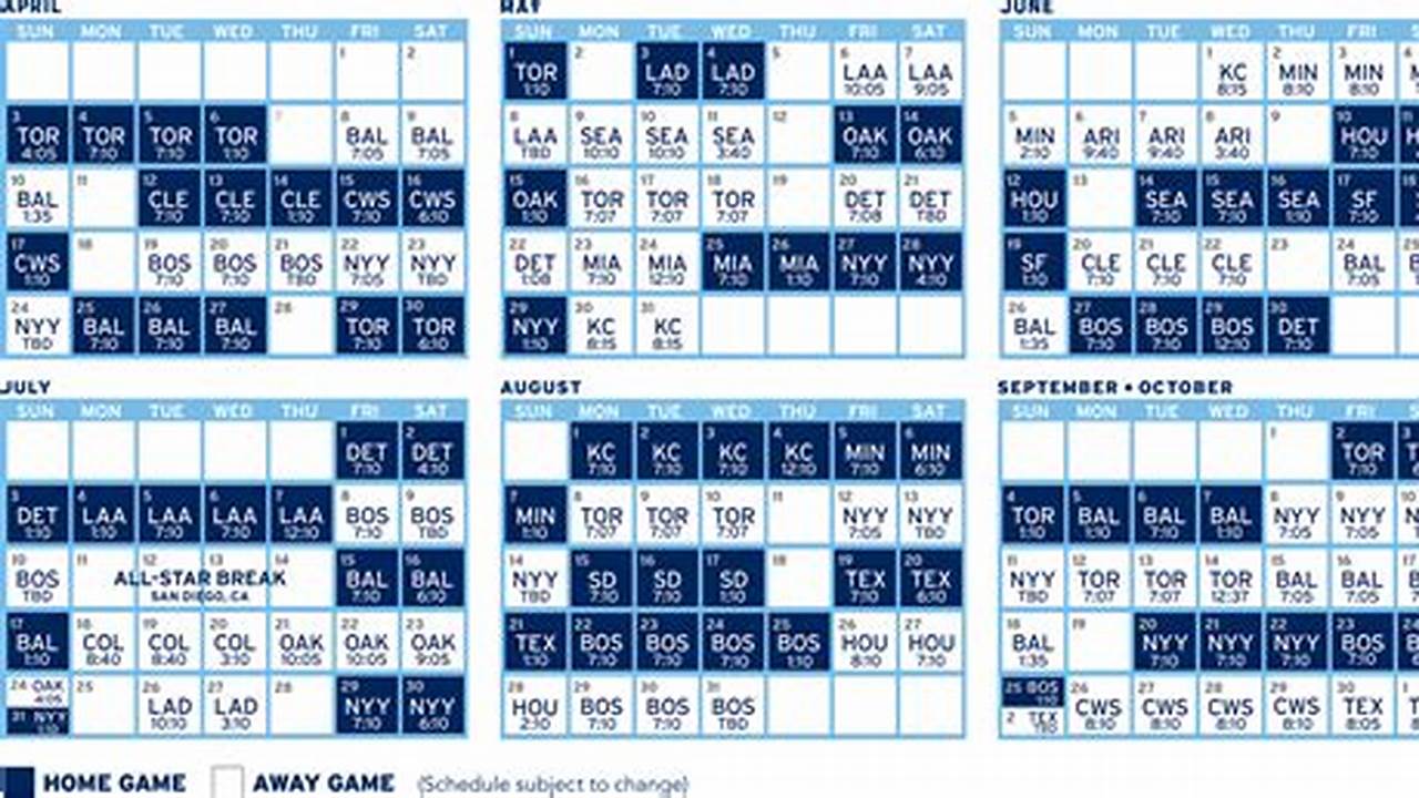 Tampa Bay Rays Schedule 2024 Printable