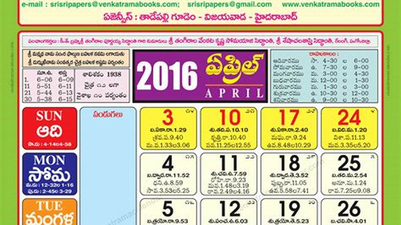 Telugu Panchangam 2024 April