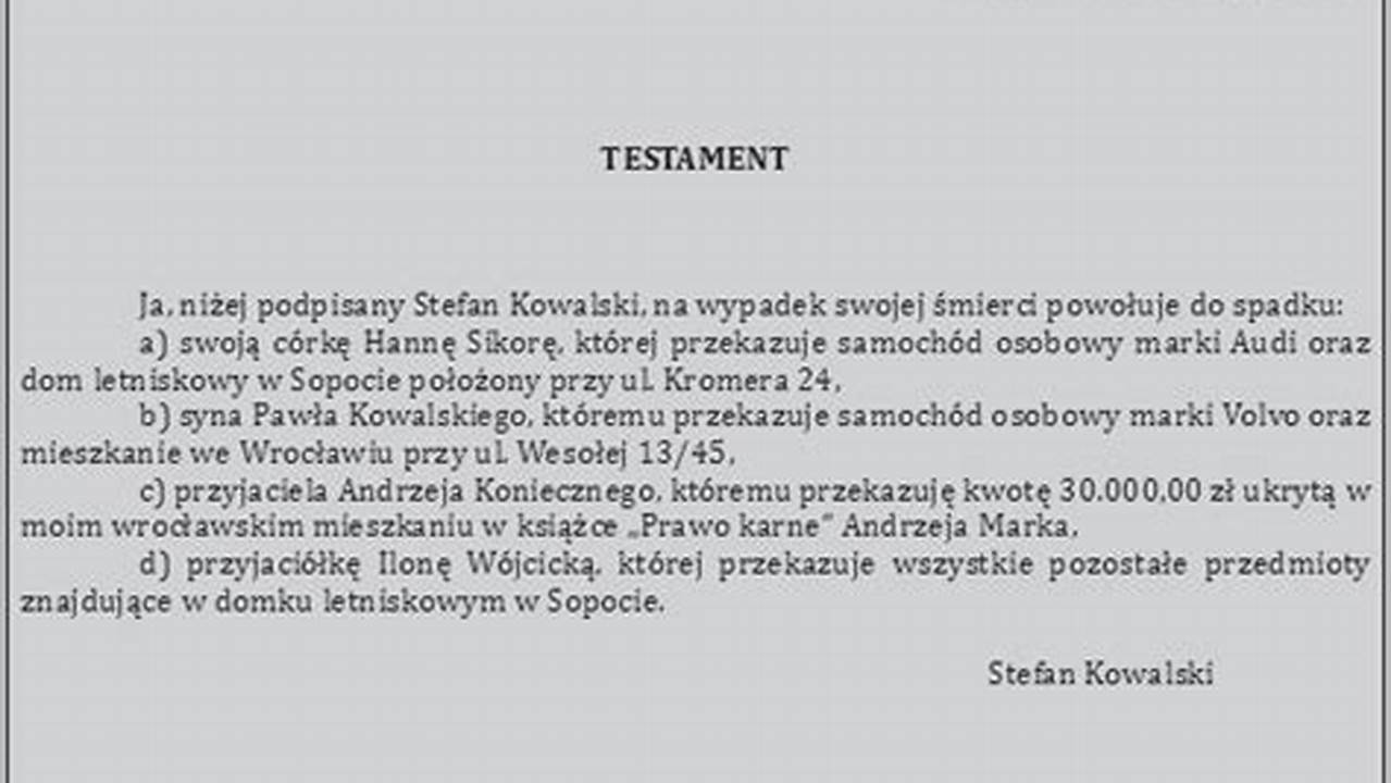 Testament Dokument Spadkowy Zapisany Na Płycie Cd