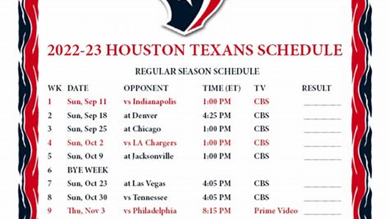 Texans Preseason Schedule 2024