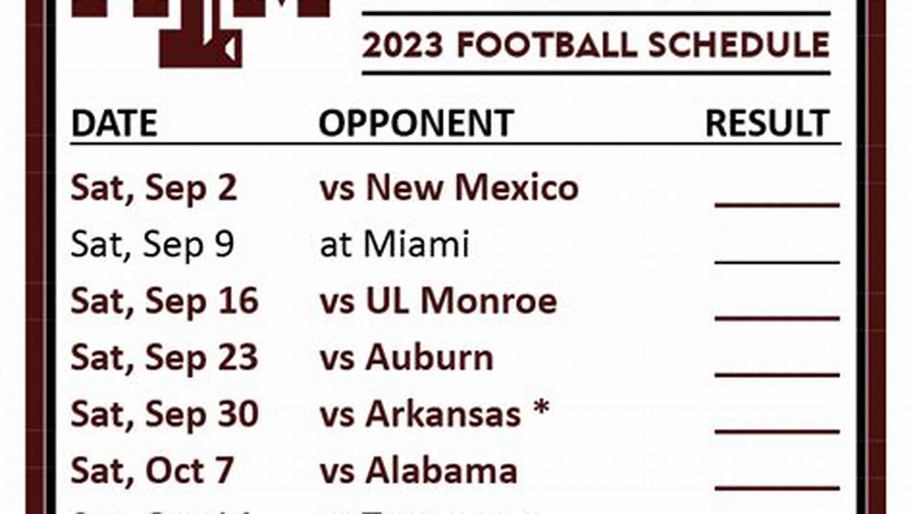 Texas A&M Schedule 2024 Football