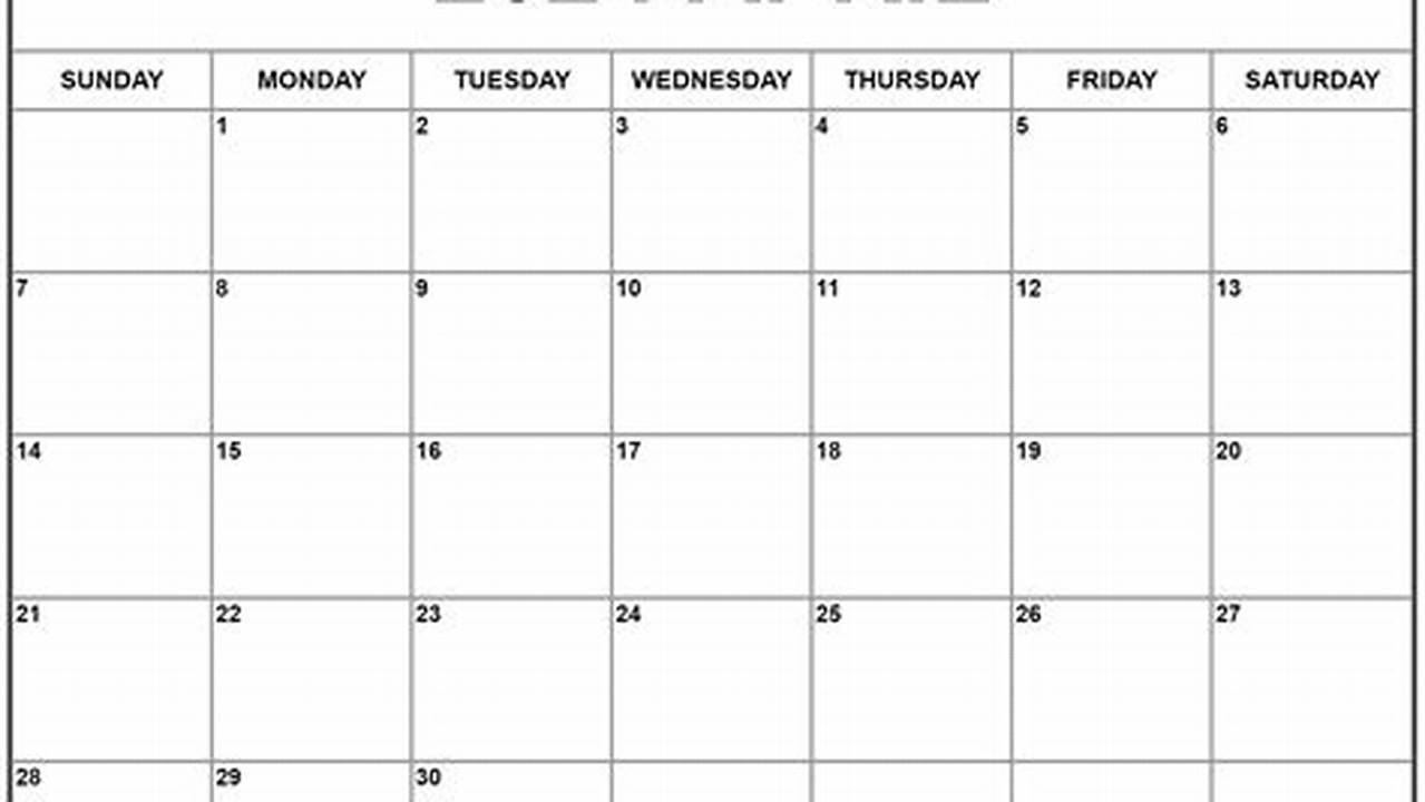 The Blank April 2024 Calendar Is A Classic Calendar With Weeks Starting On Sunday., 2024