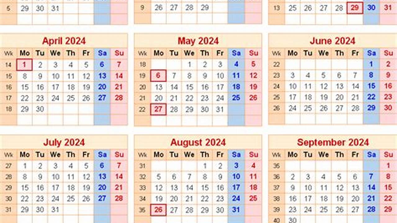 The Calendars Are In A4 Format, With Bank Holidays., 2024