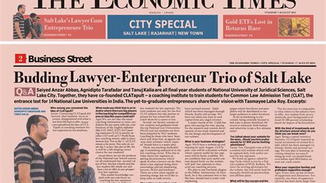 The Economic Times Daily Newspaper Is Available Online Now., 2024